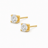 14K Solid Gold Diamond Stud Earrings - Brilliant Solitaire Studs - Diamond Prong Basket Earrings