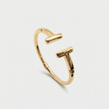 Open Cuff Bangle - 18k Gold Stackable Bracelet - Modern T-Bar Bangle