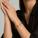Open Cuff Bangle - 18k Gold Vermeil Stackable Bracelet - Modern T-Bar Bangle