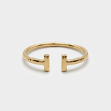 Open Cuff Bangle - 18k Gold Stackable Bracelet - Modern T-Bar Bangle