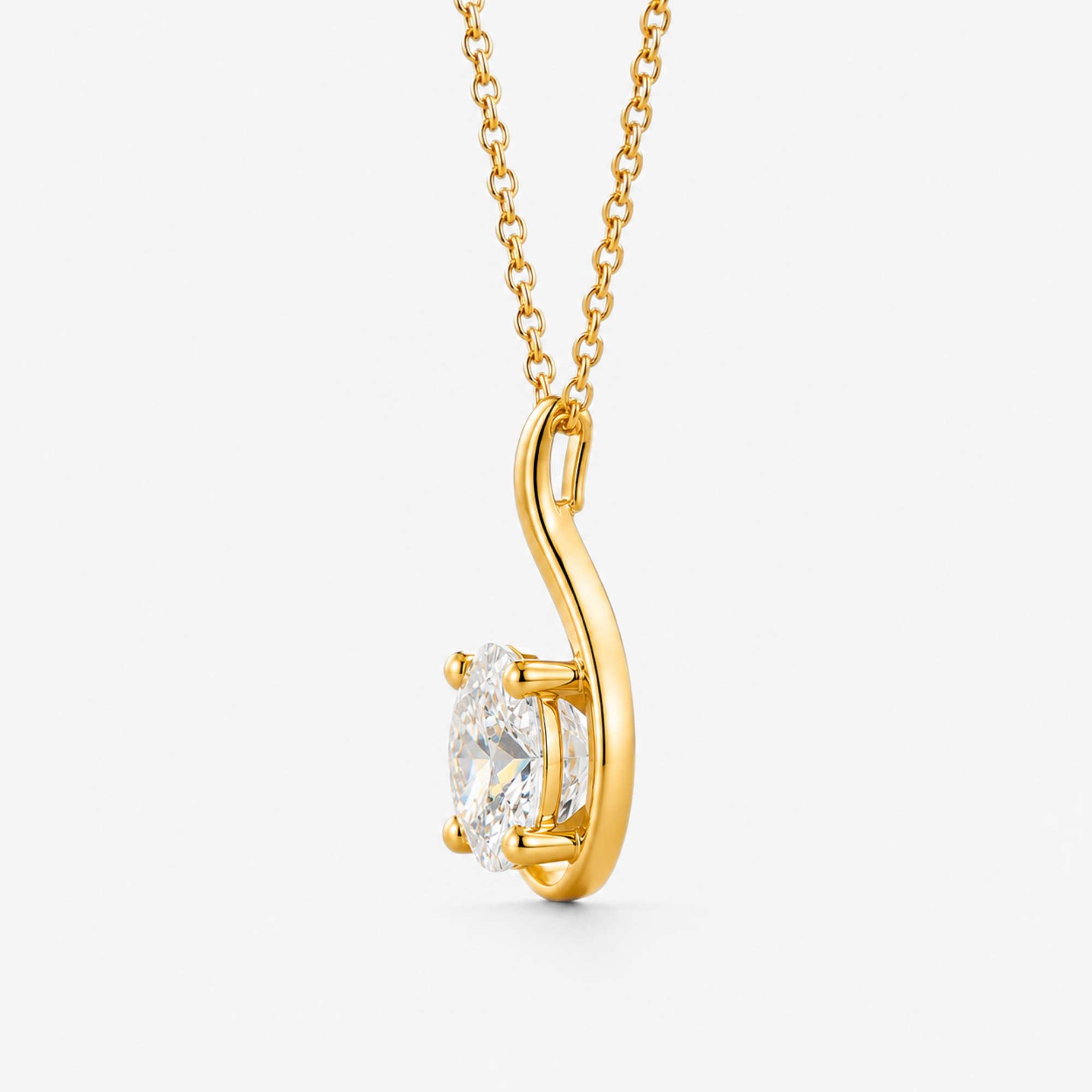 Natural Diamond Solid Gold Necklace made in 14k Yellow Gold with Natural white Diamond in Prong setting, April Birthstone gift idea, symbolizes commitment, strength & purity, ideal for everyday wear and perfect for birthday gifting and special occasions.