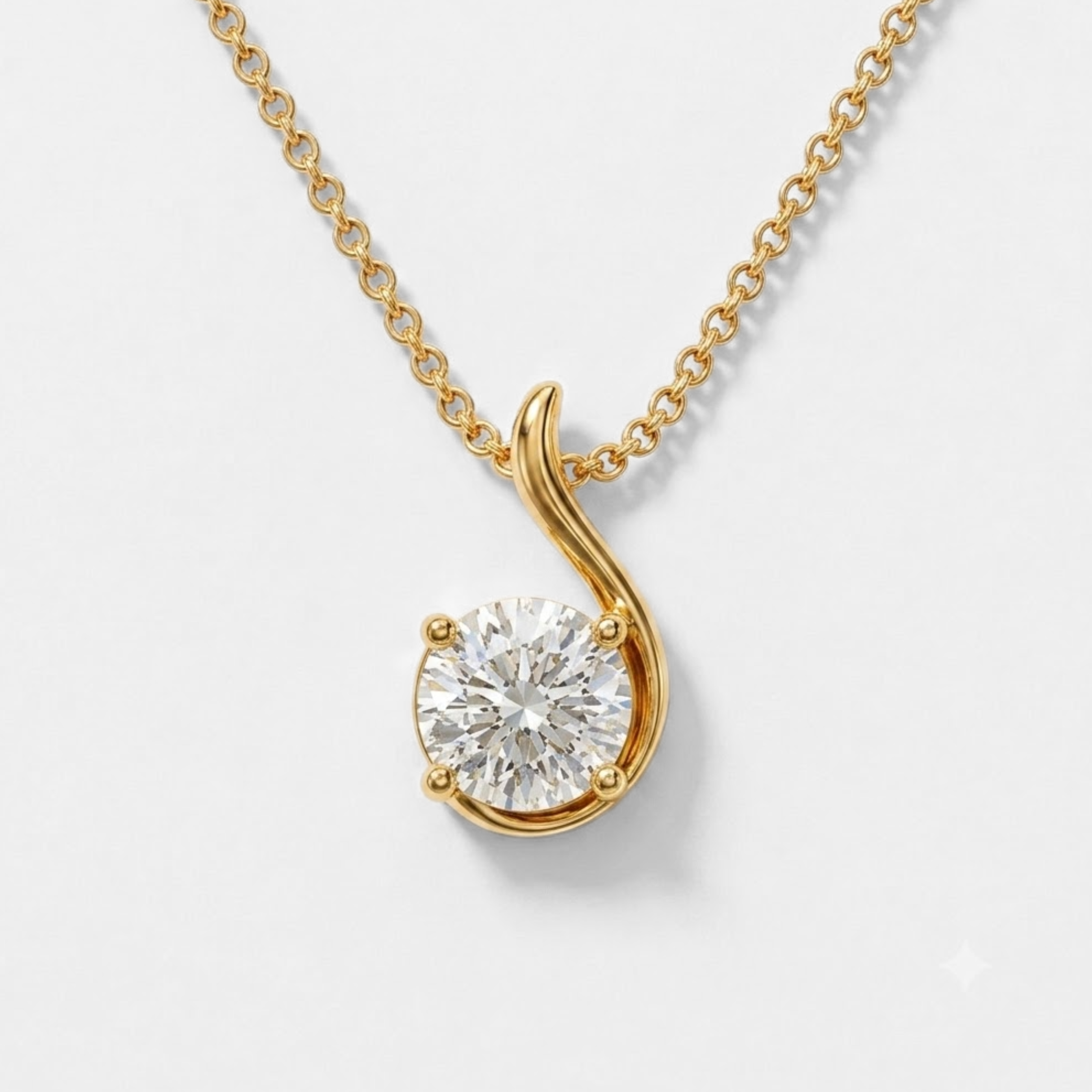Natural Diamond Solid Gold Necklace made in 14k Yellow Gold with Natural white Diamond in Prong setting, April Birthstone gift idea, symbolizes commitment, strength & purity, ideal for everyday wear and perfect for birthday gifting and special occasions.