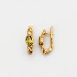 Gold Peridot Twisted Earrings - Rope Twist Hoops - August Birthstone Earrings