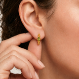 Gold Peridot Twisted Earrings - Rope Twist Hoops - August Birthstone Earrings