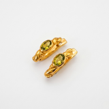 Gold Peridot Twisted Earrings - Rope Twist Hoops - August Birthstone Earrings