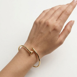 Gold Nail Bracelet - Slim Open Cuff - Minimalist Bangle made in 18k Gold Vermeil. Ideal for everyday wear and perfect for birthday gifting and special occasions.