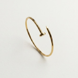 Gold Nail Bracelet - Slim Open Cuff - Minimalist Bangle made in 18k Gold Vermeil. Ideal for everyday wear and perfect for birthday gifting and special occasions.