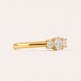 14K Gold Natural Diamond Three Stone Ring - Round Trilogy Promise Ring - Dainty Solid Gold Jewelry
