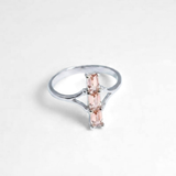 Rose Gold Morganite Ring - Vertical Trilogy Ring - Pink Gemstone Gift