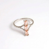 Rose Gold Morganite Ring - Vertical Trilogy Ring - Pink Gemstone Gift