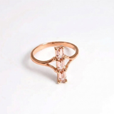 Rose Gold Morganite Ring - Vertical Trilogy Ring - Pink Gemstone Gift