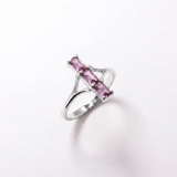 Amethyst Baguette Three Stone Ring - Purple Trilogy Cocktail Ring - February Birthstone Ring