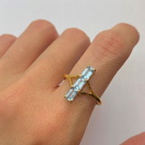 Natural sky blue topaz ring in 18k gold vermeil, prong setting — December birthstone gift.