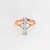 Blue Topaz Cocktail Ring - Blue Baguette Three Stone Ring - December Birthstone Ring
