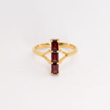 Natural red garnet ring in 18k gold vermeil, prong-set; January birthstone perfect for birthdays and everyday wear