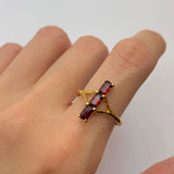 18k gold vermeil garnet ring with natural red garnet in prong setting, January birthstone gift; symbol of love & commitment
