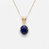 Lapis Lazuli Necklace - Oval Blue Gemstone Pendant - Deep Blue Everyday Jewelry