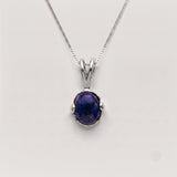 Gold Lapis Lazuli Necklace - Natural Blue Gemstone Pendant - Oval Cabochon Classic Jewelry