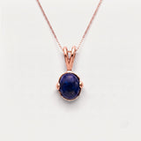 Gold Lapis Lazuli Necklace - Natural Blue Gemstone Pendant - Oval Cabochon Classic Jewelry