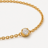 Dainty Natural Diamond Bracelet - 14k Solid Gold - Round Cut Single Diamond Bracelet