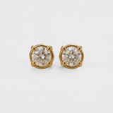 Natural Diamond Solid Gold Earrings made in 14k Yellow Gold with Natural white Diamond in Prong setting, April Birthstone gift idea, symbolizes commitment, strength & purity, ideal for everyday wear and perfect for birthday gifting and special occasions.