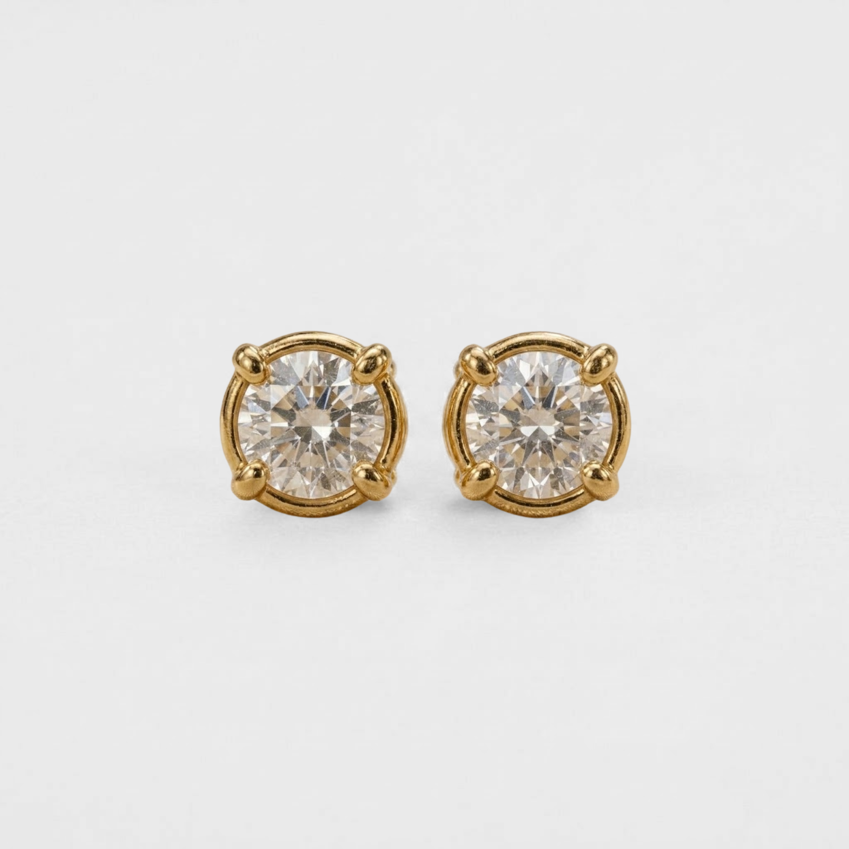 Natural Diamond Solid Gold Earrings made in 14k Yellow Gold with Natural white Diamond in Prong setting, April Birthstone gift idea, symbolizes commitment, strength & purity, ideal for everyday wear and perfect for birthday gifting and special occasions.