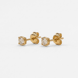 Natural diamond 14k yellow gold prong earrings — April birthstone, symbolizing commitment, strength and purity.