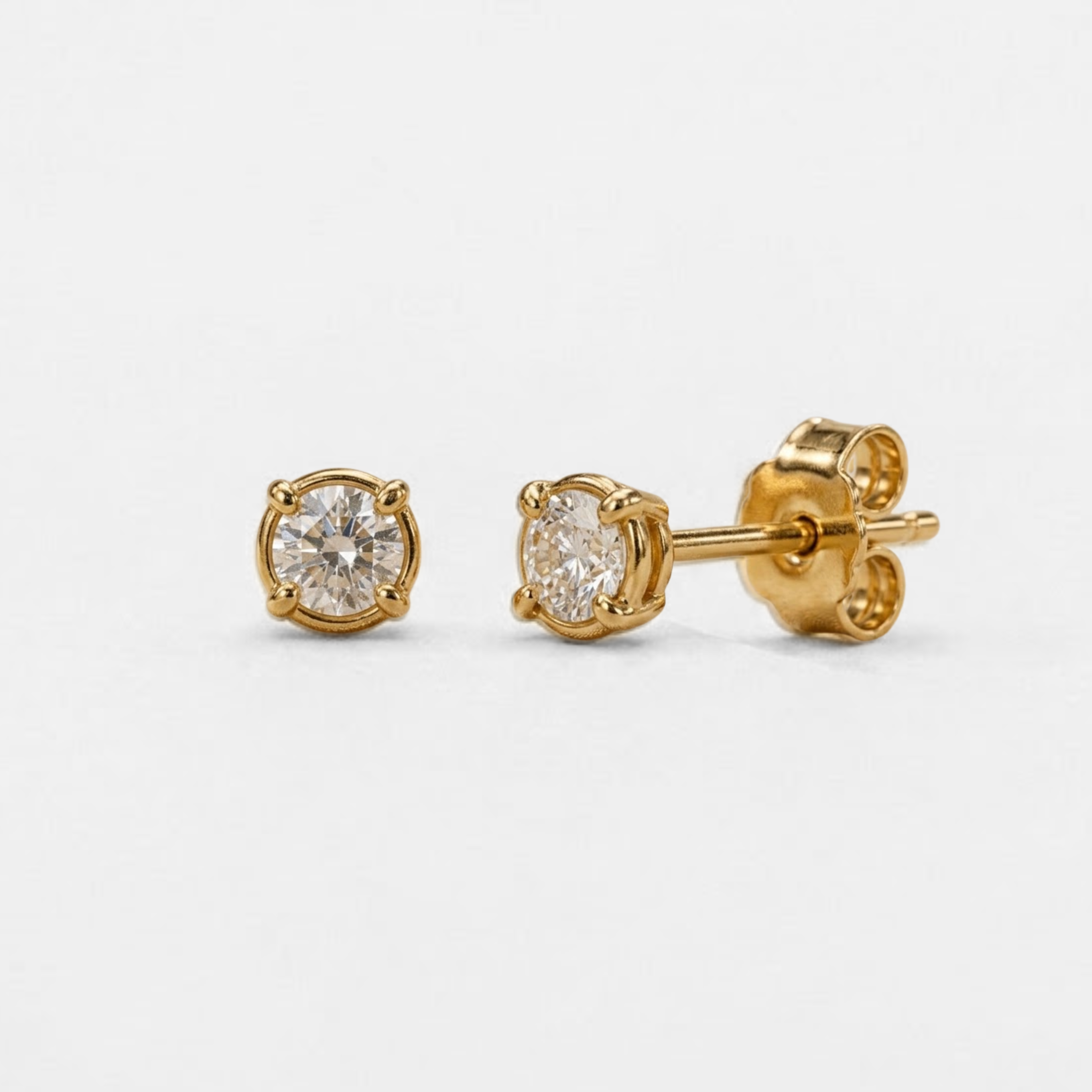 Natural Diamond Solid Gold Earrings made in 14k Yellow Gold with Natural white Diamond in Prong setting, April Birthstone gift idea, symbolizes commitment, strength & purity, ideal for everyday wear and perfect for birthday gifting and special occasions.