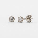 14k Gold Natural Diamond Stud Earrings - Round Brilliant Diamond Earrings - Dainty Everyday Jewelry Gift