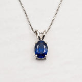 Dainty Blue Sapphire Necklace - Oval Gemstone Pendant - Classic Minimalist Jewelry