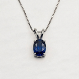 Dainty Blue Sapphire Necklace - Oval Gemstone Pendant - Classic Minimalist Jewelry
