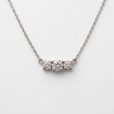 14k Gold Three Stone Diamond Necklace - Real Diamond Trilogy Pendant - Dainty Round Diamond Jewelry