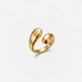 Molten Teardrop Bypass Ring - Gold Organic Open Ring - Contemporary Everyday Jewelry made in 18k Gold Vermeil. Ideal for everyday wear and perfect for birthday gifting and special occasions.