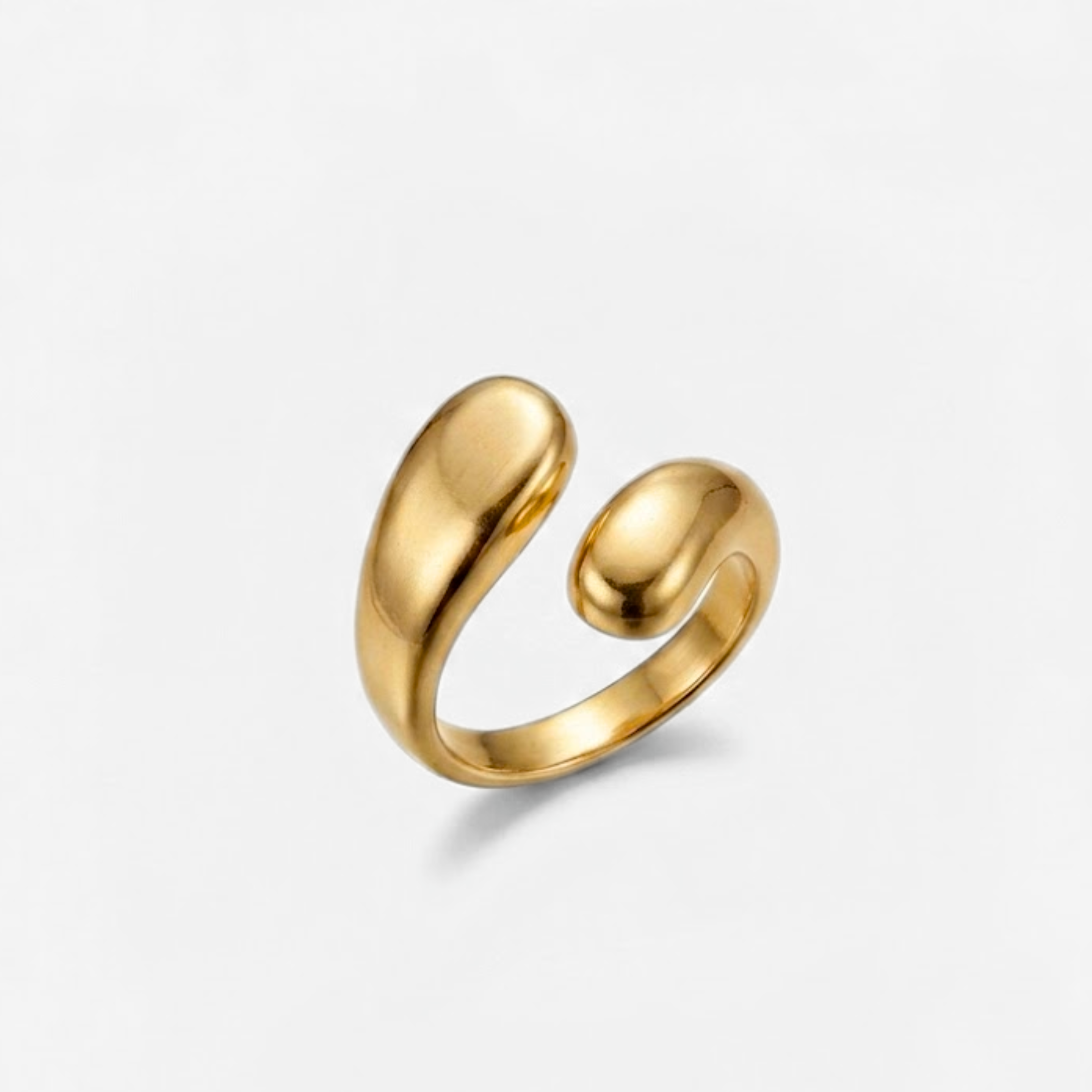 Molten Teardrop Bypass Ring - Gold Organic Open Ring - Contemporary Everyday Jewelry made in 18k Gold Vermeil. Ideal for everyday wear and perfect for birthday gifting and special occasions.