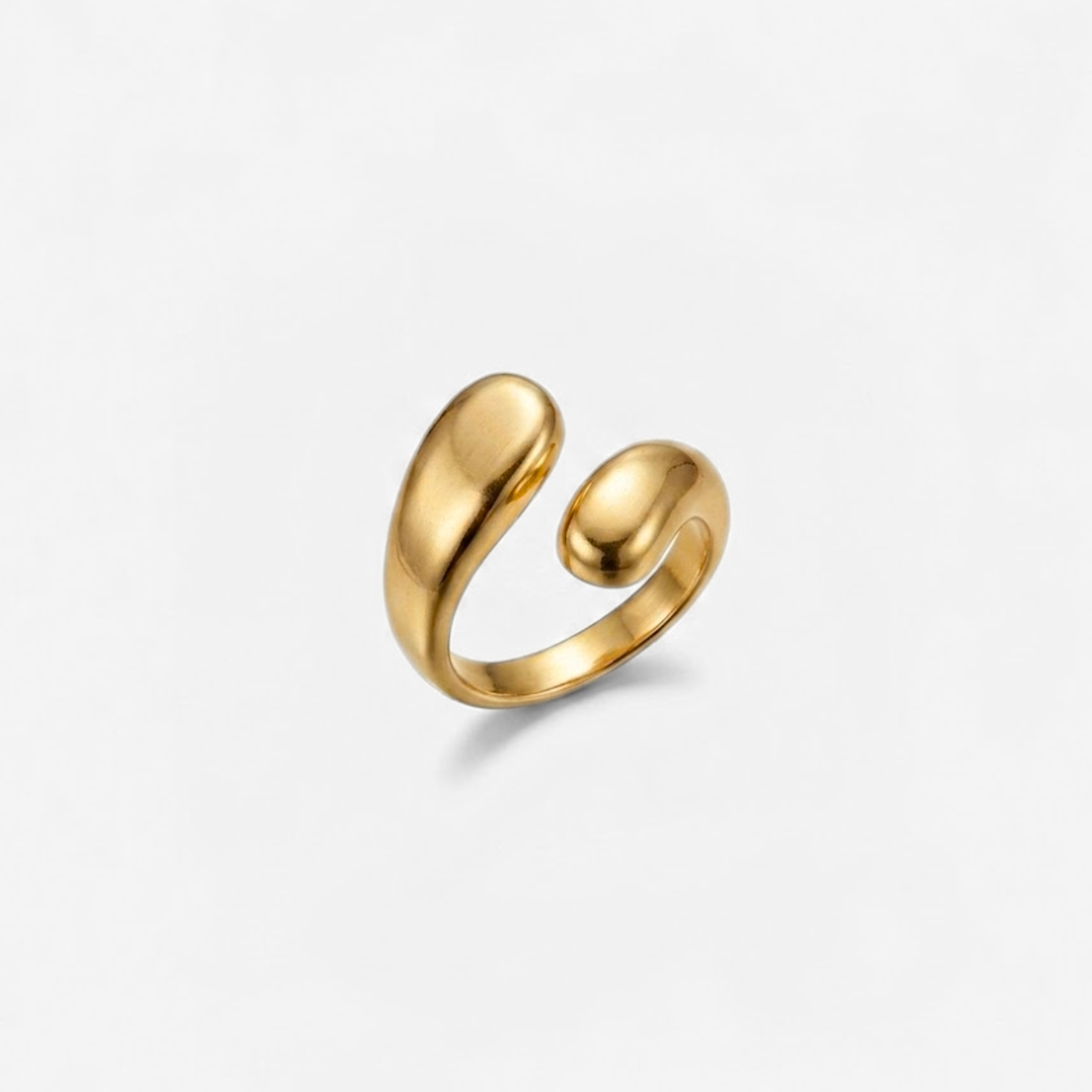 Molten Teardrop Bypass Ring - Gold Organic Open Ring - Contemporary Everyday Jewelry made in 18k Gold Vermeil. Ideal for everyday wear and perfect for birthday gifting and special occasions.
