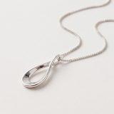 Open Teardrop Necklace - Silver Water Drop Necklace - Minimalist Crossover Teardrop Pendant