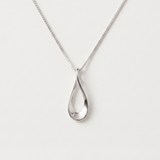 Open Teardrop Necklace - Silver Water Drop Necklace - Minimalist Crossover Teardrop Pendant