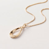 Gold Open Teardrop Necklace - Long Drop Pendant - Minimalist Raindrop Necklace