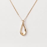 Gold Open Teardrop Necklace - Long Drop Pendant - Minimalist Raindrop Necklace