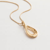 Gold Open Teardrop Necklace - Long Drop Pendant - Minimalist Raindrop Necklace