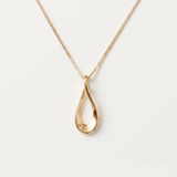Gold Open Teardrop Necklace - Long Drop Pendant - Minimalist Raindrop Necklace