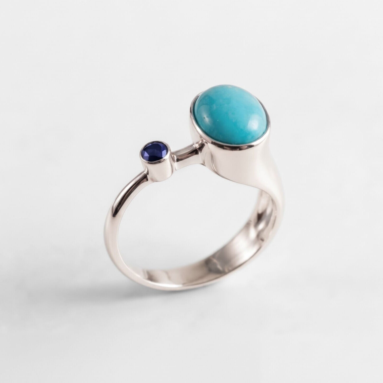 Natural Turquoise Ring made in 925 Sterling Silver with Oval Natural blue Turquoise in Bezel setting, December Birthstone gift idea, symbolizes Protection, Healing and Communaction, ideal for everyday wear and perfect for birthday gifting and special occasions.
