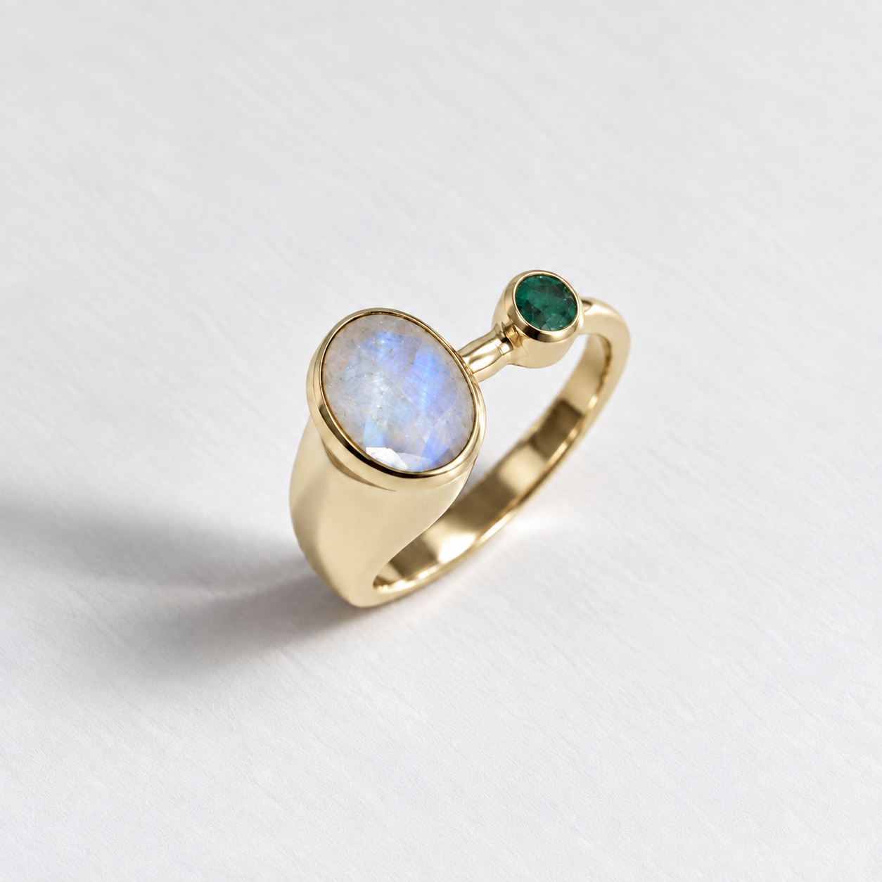 Natural Moonstone Ring made in 18k Gold Vermeil with Oval Natural rainbow Moonstone in Bezel setting, June Birthstone gift idea, symbolizes hope, healing, and protection, ideal for everyday wear and perfect for birthday gifting and special occasions.