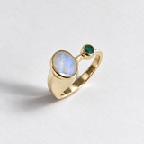 Natural Moonstone Ring made in 18k Gold Vermeil with Oval Natural rainbow Moonstone in Bezel setting, June Birthstone gift idea, symbolizes hope, healing, and protection, ideal for everyday wear and perfect for birthday gifting and special occasions.