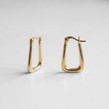 Rectangular Gold Hoops - Geometric Hoop Earrings - Hinged Hoop Earrings made in 18k Gold Vermeil. Ideal for everyday wear and perfect for birthday gifting and special occasions.