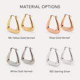 Triangle Hoop Earrings - Sculpted Triangular Hoops - Gold Open Triangle Shaped Earrings