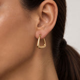 Triangle Hoop Earrings - Sculpted Triangular Hoops - Gold Open Triangle Shaped Earrings