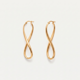 Infinity Twist Hoop Earrings - Gold Figure 8 Hoops - Long Drop Earrings
