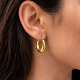 Gold Teardrop Hoop Earrings - Modern Gold Hoops - Minimalist Everyday Jewelry