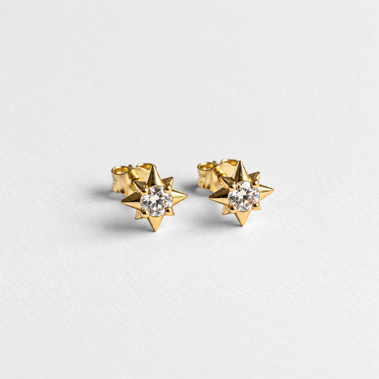 Natural Diamond Solid Gold Earrings made in 14k Yellow Gold with Natural white Diamond in Prong setting, April Birthstone gift idea, symbolizes commitment, strength & purity, ideal for everyday wear and perfect for birthday gifting and special occasions.